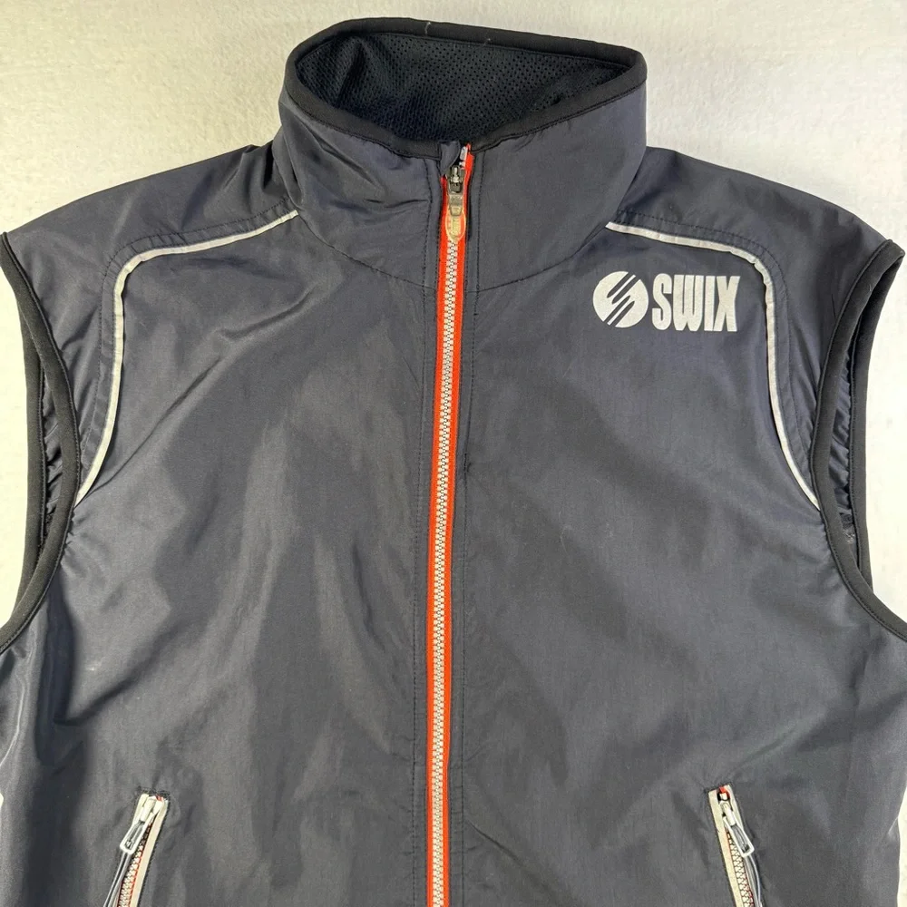 Swix‎ Men’s Small Air Mesh Back Technical Vest Black Red Full Zip